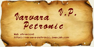 Varvara Petronić vizit kartica